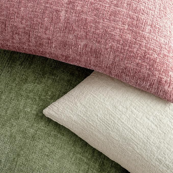 MIULEE Decorative Throw Pillow Covers 24x24 Pack of 2 Sage Green Spring Couch Pillow Covers Soft Cozy Textured Chenille Pillowcases for Home Decor Sofa Living Room Cushion Bedroom