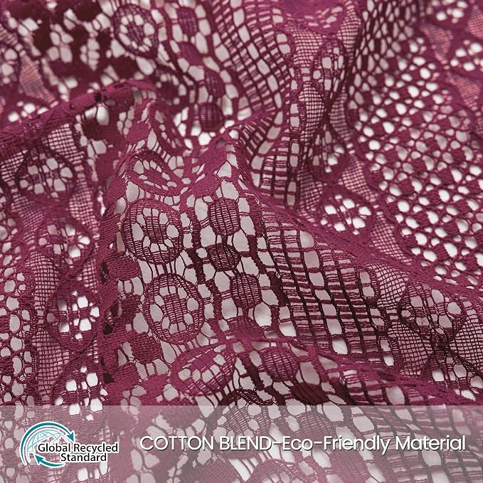 WAZZIO Boho Lace Curtains 84 Inches 2 Panel,Light Filtering Privacy Tassel & Geometry Crochet Semi Sheer Curtain Drapes for Bedroom Living Dining Room,Rod Pocket & Tassel,Burgundy Red