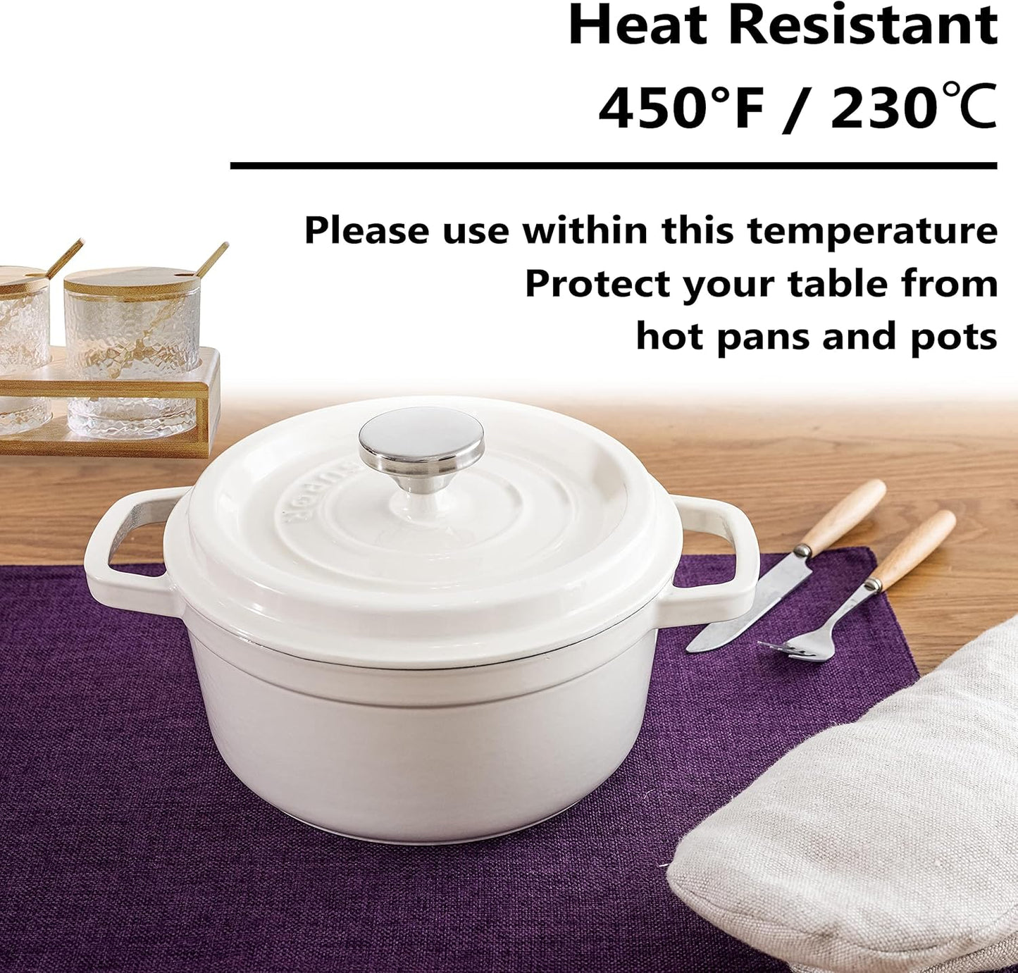 Home Brilliant Cloth Placemats Set of 4 Heat Resistant Dining Table Place Mats for Kitchen Table, 13 x 19 inches, Purple