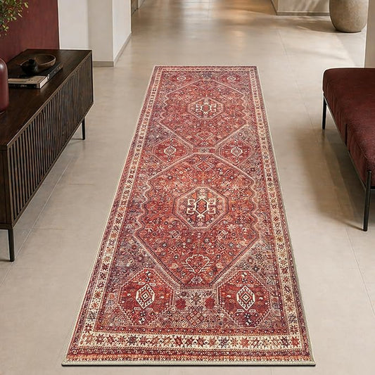 Keen Home Design 30"x120" Rug - Machine Washable Runner Rug with Non-Slip Backing, Ideal for Hallway, Entryway, Kitchen, Laundry Room - Vintage, Easy Clean, Durable, Low Pile - (2'6" x 10')