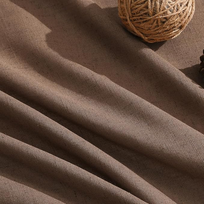 Aersas Extra Long Linen Curtains 2 Panels Set for Living Room Bedroom Semi Sheer Large Windows Light Filtering Sliding Glass Door Drapes Farmhouse Boho Neutral Rustic Decorations 9 FT Caramel Brown