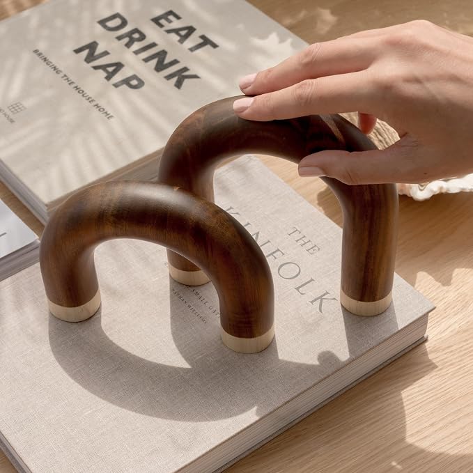 PEAKOLY Wood Arch Decorative Objects - Book Shelf Decor Aesthetic, Modern Coffee Table Decor, Home Décor Accents, Wood Sculpture, Shelf Decorations, Bookshelf Decorations, Bookcase Decorative Items