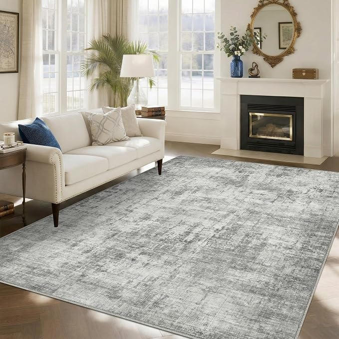 6x9 Area Rugs Washable Living Room Rug-No Slip Soft Carpets Modern Abstract Indoor Floor Stain Resistant Carpet for Bedroom Dining Room Farmhouse Nursery Home Office Grey