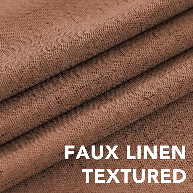 H.VERSAILTEX 100% Blackout Curtains for Bedroom Thermal Insulated Linen Textured Curtains Heat and Full Light Blocking Drapes Living Room Curtains 2 Panel Sets, Washed Spice, 52x45 Inch