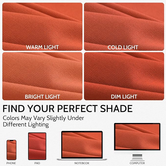 Nanspring Bright Orange Linen Blend Light Filtering Back Tab Curtains 96 Inches Long, Semi Sheer Privacy Drapes for Living Room & Bedroom, 52x96 inch, 2 Panels