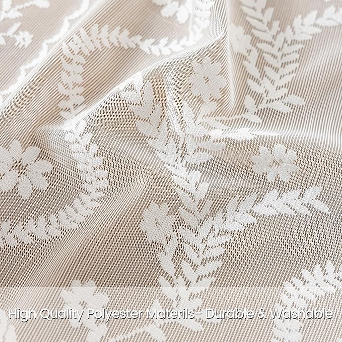 WAZZIO White Boho Lace Curtains 96 Inch -Cute Vintage Victorian Sheer Panel Drape French Country Floral Pattern & Tassel Light Filtering Privacy for Bedroom Dining Living Room,2 Panels,W52 x 96L