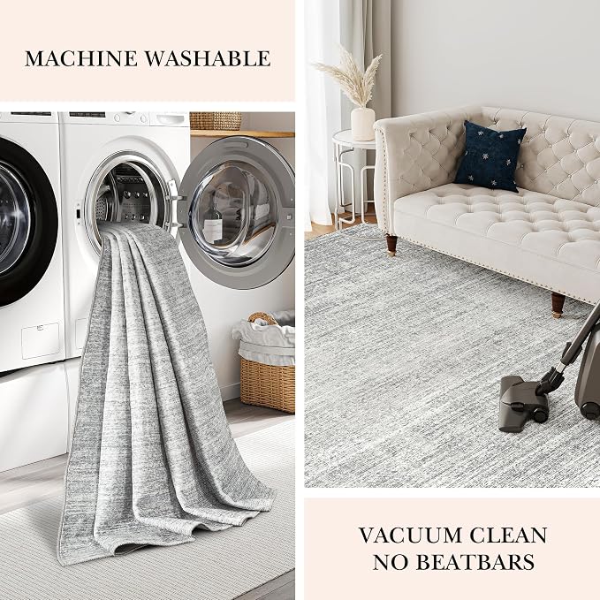 Valenrug Door Mat 2x3 - Stain Resistant 2x3 Entryway Area Rugs for Living Room, Non Slip Backing Large Area Rugs for Bedroom, Folable Machine Washable Area Rug (2'x3', Grey)