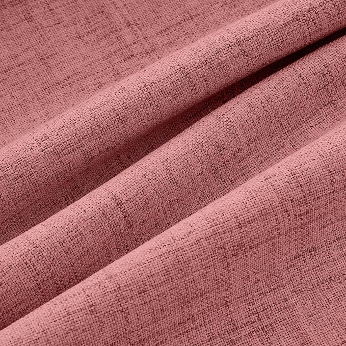 MIULEE 100% Blackout Linen Curtains for Bedroom, Dusty Rose Solid Luxury Decor Thermal Insulation Room Darkening Drapes for Living Room Back Tab Rod Pocket 42 x 63 Inches, 2 Panels