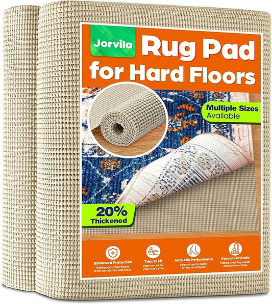 Jorvila Non-Slip Rug Pad Gripper 2x8 Feet, Anti Skid Mat for Kitchen Hallway Runner Rug, Keep Rugs in Position and Safe, Thick Cushioned Carpet Pad for Hardwood Floors Protection
