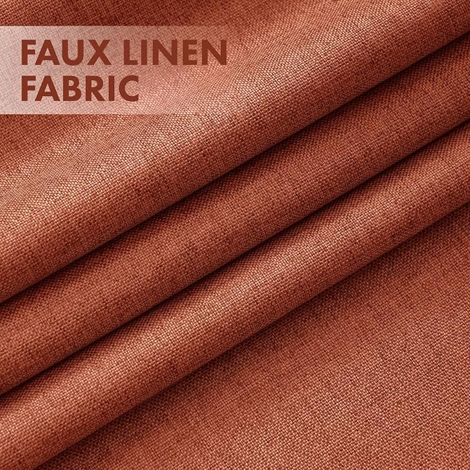 MIULEE 100% Blackout Linen Curtains for Bedroom 108 inches Long, Thermal Insulated Room Darkening Black Out Drapes for Living Room, Back Tab Rod Pocket, 2 Panels Set, 40 Wide x 108 Length, Terracotta