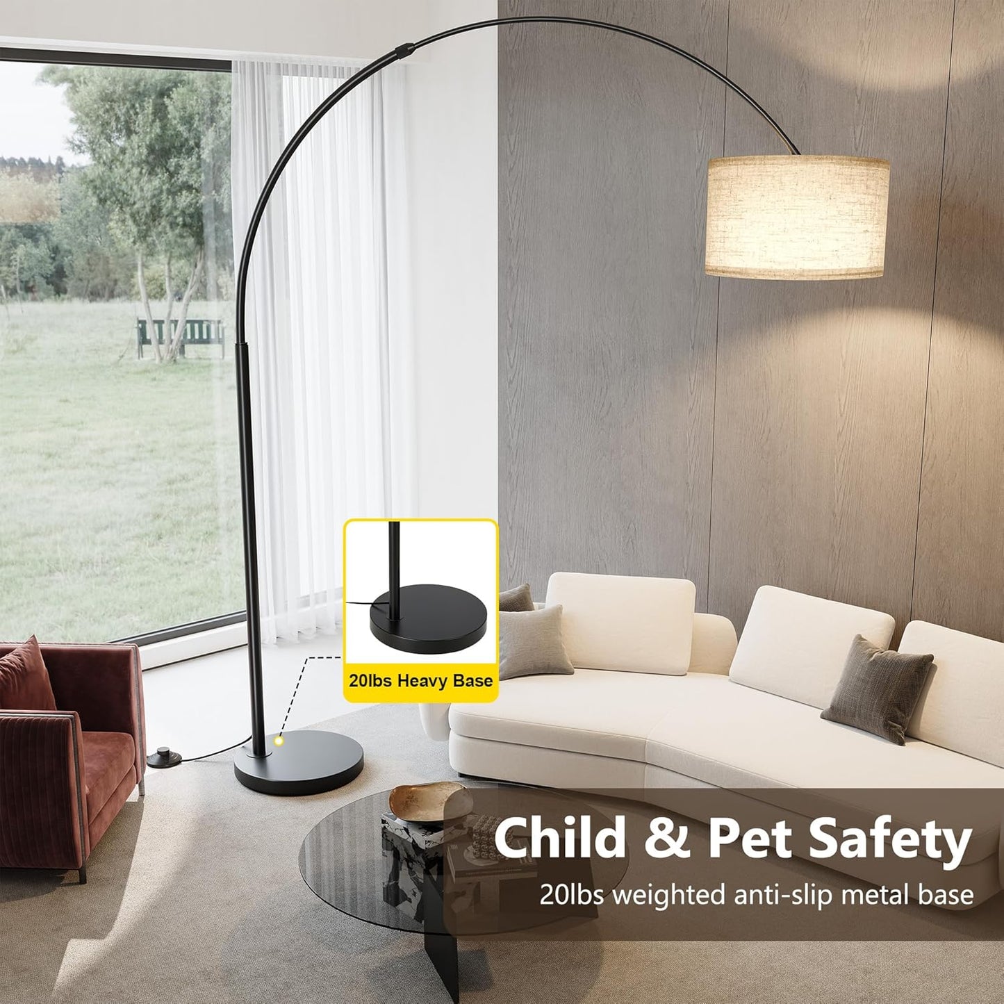 SUNMORY 82" Tall Arc Floor Lamp, Large Floor Lamp for Dinning/Bedrooms-Corner Lamp for Office