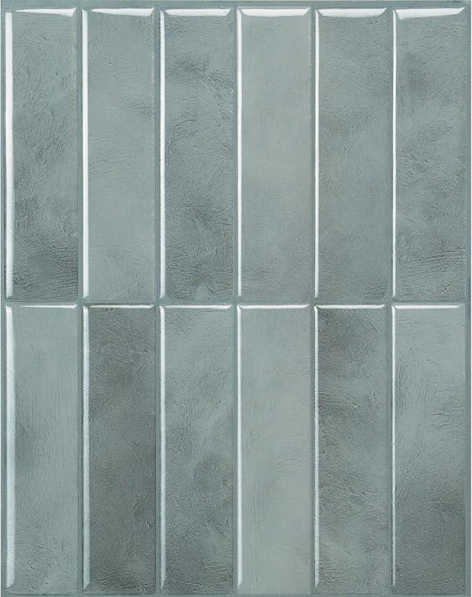Smart Tiles Peel and Stick backsplash, Stacked Frost Gray, 11.43"x9" | Pack of 5 (3.5 sq ft), Glossy, Heat/Moisture Resistant, Low VOC, Kitchen/Bathroom, Renter Friendly, Made in Canada