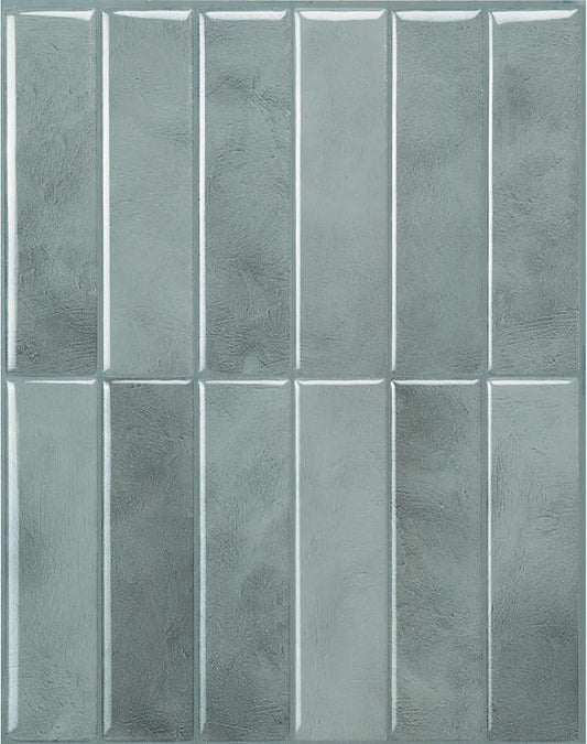 Smart Tiles Peel and Stick backsplash, Stacked Frost Gray, 11.43"x9" | Pack of 5 (3.5 sq ft), Glossy, Heat/Moisture Resistant, Low VOC, Kitchen/Bathroom, Renter Friendly, Made in Canada