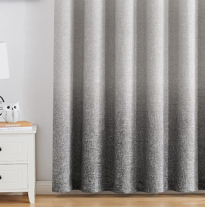 Ombre Light Filtering Door Curtain 100" Extra Wide Gradient Print on Rayon Blend Fabric Window Treatment for Sliding Patio Door with 14 Grommets, Cream White to Light Gray, 100" x 95", 1 Panel