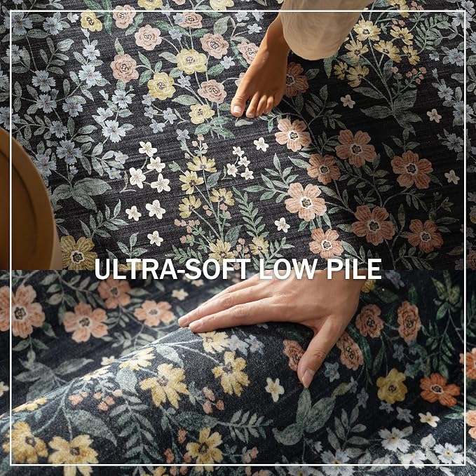 Washable Kitchen Rug Runners for Hallways: 2'x10' Entryway Rug with Non Slip Backing Low Pile Soft Indoor Long Floor Carpet Runners for Living Room Hallways Kitchen Bathroom Bedroom
