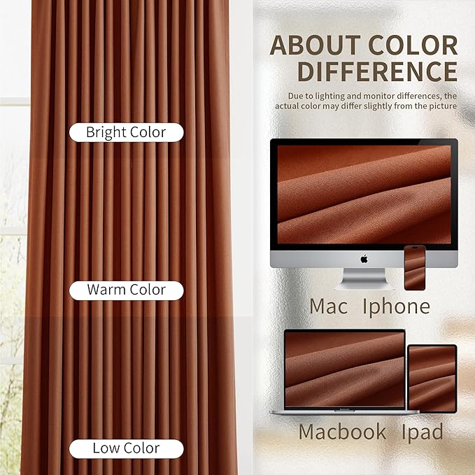 Pinch Pleated 100% Blackout Linen Curtains 120 Inches Long Insulated Thermal Soundproof Full Blackout Drapes for Bedroom Living Room Darkening Extra Long Terracotta Pinch Pleat Linen Curtains 40x120