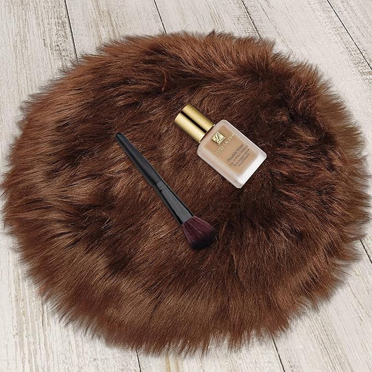 2ft Small Round Brown Rug,Thick Furry Fluffy Carpet for Teen,Sheepskin Fur Shaggy Circular Rug for Indoor Bedroom Room Living Room Nursery Decor Chair
