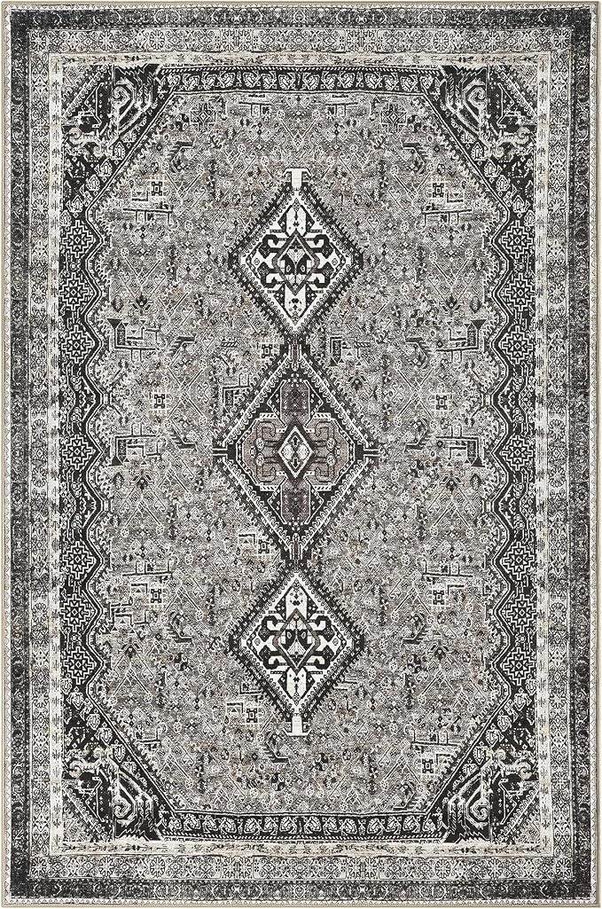 Keen Home Design 9x12 Rug - Machine Washable Area Rug with Non-Slip Backing, Ideal for Living Room, Dining Room, Bedroom - Vintage, Easy Clean, Durable, Low Pile Rug - (9' x 12')