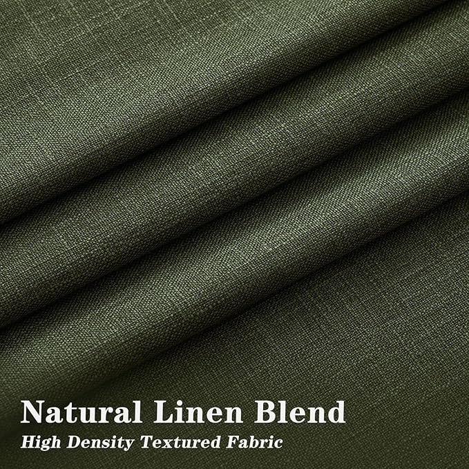 IVAPUPU Linen Pinch Pleated Blackout Curtains for Bedroom - Full Black Out Green Curtains 90 Inch 2 Panels Set for Living Room Darkening Thermal Window Curtain Drapes for Christmas Decor