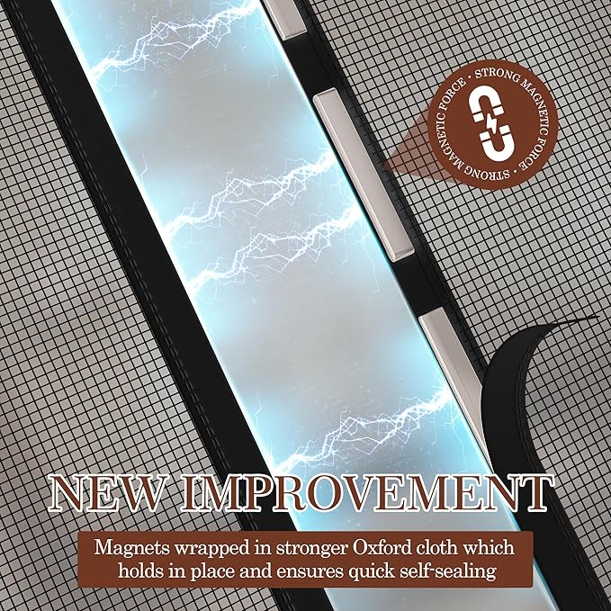 Yotache Magnetic Screen Door Fits Door Size 72"x96", Screen Size 74"x97" Double-Sided Opening Reinforced Mesh with Strong Magnets for Balcony, French, Sliding Glass Door