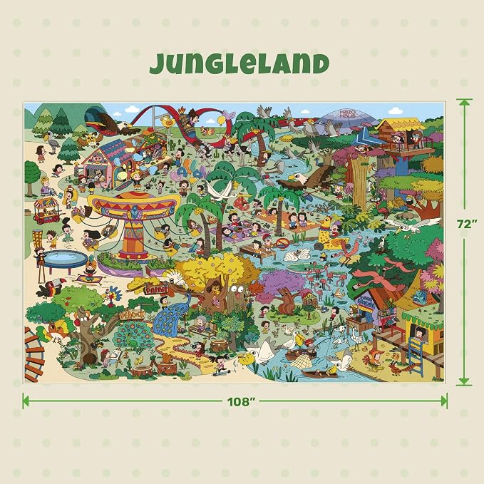 Whimsical Jungle Rug 6x9 for Kids Playroom – Cute Colorful Animal Safari Map, Forest & Playground Scene – Perfect for Classrooms, Darecare, Pre-School or Play Corners
