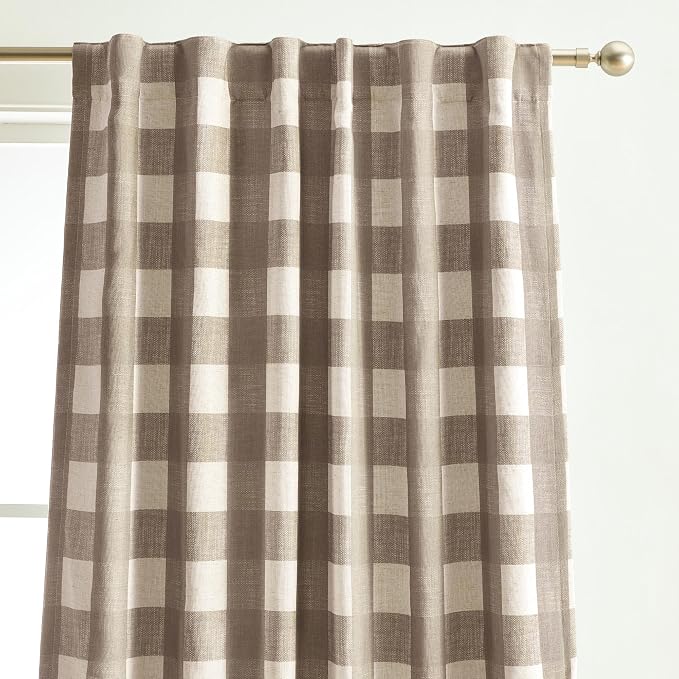 Grainger Rod Pocket Back Tab Window Curtain Panel, Espresso - 52" W x 63" L
