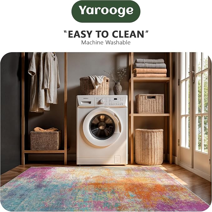 8x10 Area Rugs, Abstract Modern Ultra Soft Washable Rug, Non Slip Carpet with Rubber Back Stain Resistance Rugs for Living Room, Bedroom, Dining Room Decor(Starlight)