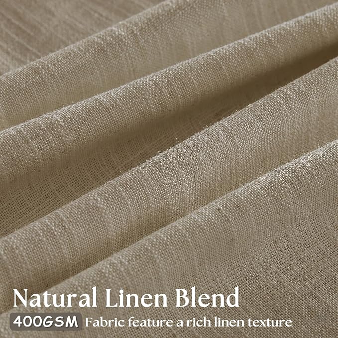 Grey Beige Linen Kitchen Curtains 45 Inches Long 2 Sets Basement Curtains for Small Window Pinch Pleated Back Tab Linen Blend Short Cafe Boho Semi Sheer Back Tab Drapes for Bay Windows Bedroom 40x45