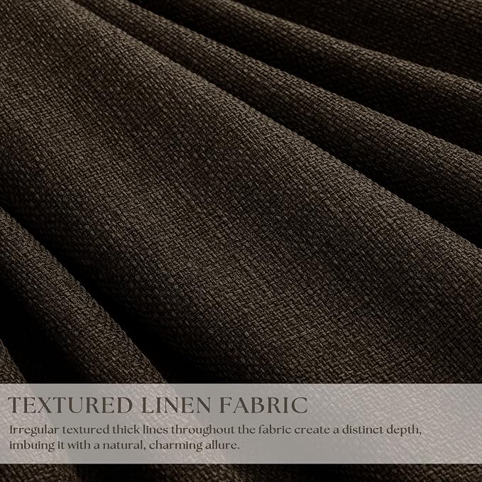 Chocolate Brown Pleated Linen Blackout Curtains 86 Inches Long for Bedroom Living Room Pinch Pleat Black Out Thermal Insulated Ring Hooks Back Tab Room Darkening Drapes Curtains with Liner 40x86