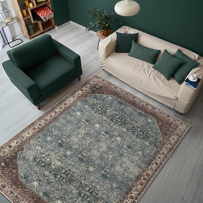 Keen Home Design 3x5 Rug - Machine Washable Entry Rug with Non-Slip Backing, Ideal for Enteryway, Kitchen, Bathroom, Laundry Room - Vintage, Easy Clean, Durable, Low Pile Rug - (3' x 5')