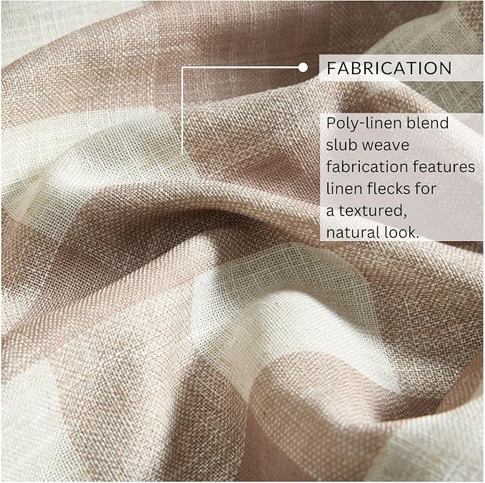 Grainger Buffalo Check Blackout Window Curtain, Linen - 52" W x 108" L
