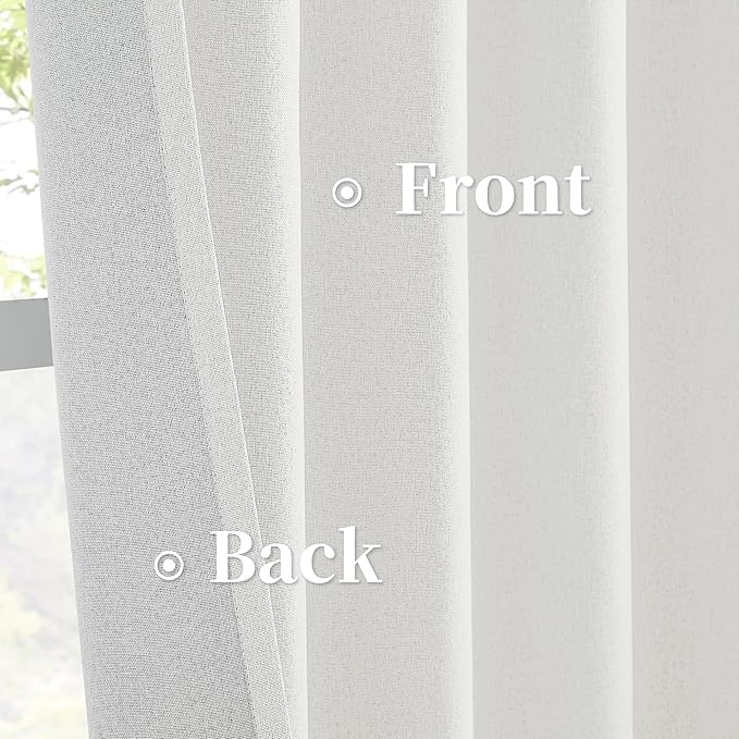 KEQIAOSUOCAI Natural Blackout Curtains 105 Inch Length 2 Panels, Boho Farmhouse Window Curtain Drapes for Living Room Rod Pocket/Back Tab/Hook Belt 34 by 105-inch