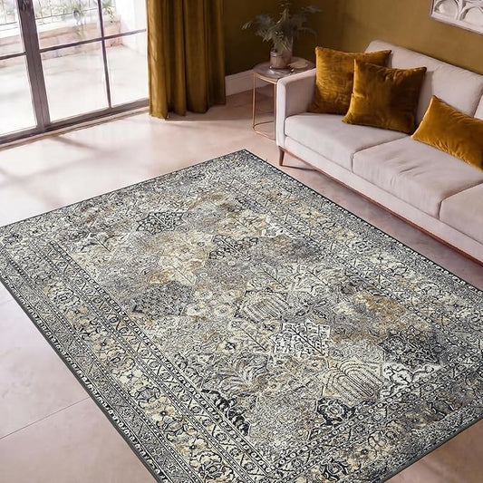 Keen Home Design 3x5 Rug - Machine Washable Entry Rug with Non-Slip Backing, Ideal for Enteryway, Kitchen, Bathroom, Laundry Room - Vintage, Easy Clean, Durable, Low Pile Rug - (3' x 5')