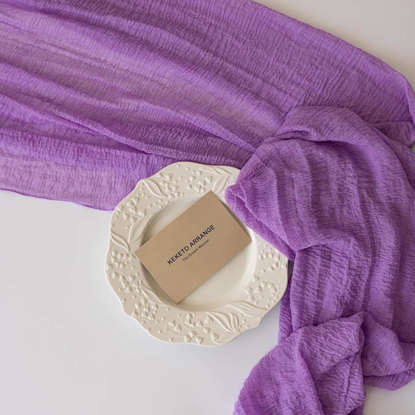 3pcs Lilac Gauze Rustic Cheesecloth Table Runner 120 Inch 10 FT for Wedding Baby Shower Bridal Shower Birthday Engagement Garden Outdoor Party Long Sheer Boho Decorations