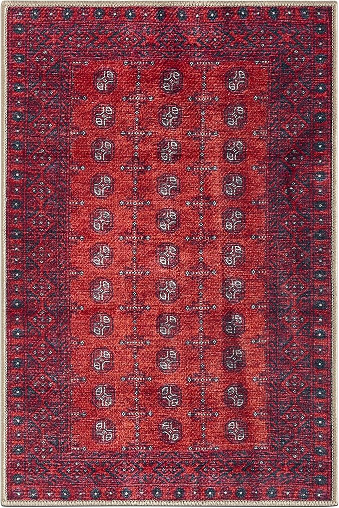 Keen Home Design 2x3 Rug - Machine Washable Entry Rug with Non-Slip Backing, Ideal for Enteryway, Kitchen, Bathroom, Laundry Room - Vintage, Easy Clean, Durable, Low Pile Rug - (2' x 3')