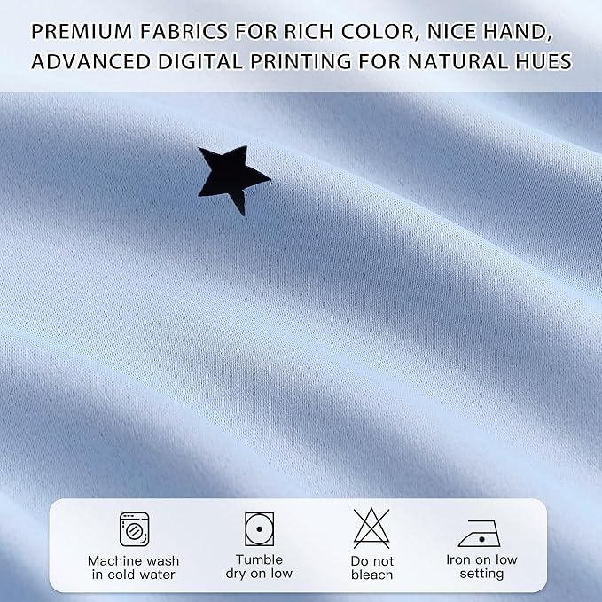 XiDi Light Blue Blackout Curtains for Girls Kids Bedroom Living Room 45 Inches Long 2 Panels Star Curtains Boys Room Darkening Thermal Insulated Drapes Grommet Noise Reduction Window Treatments 34x45