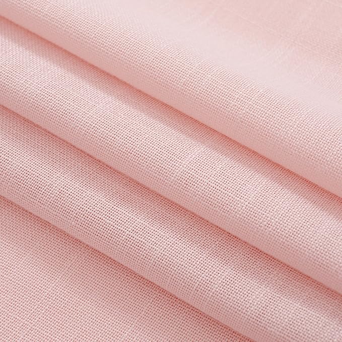 Pink Light Filtering Linen Curtains 63 Inch Length 2 Panels for Girls Bedroom Nursery Soft Drapes Semi Sheer Farmhouse Boho Texture Window Treatment Sets Drapes for Living Room