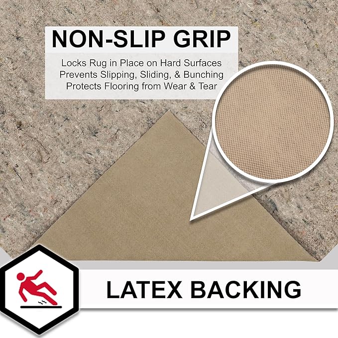 Mohawk Home Non Slip Rug Pad 4' 11" x 7' 6" - 3/8" Thick Felt + Latex Rubber Gripper - Dual Surface Cushion for Hardwood, Carpet, Tile Floors, Made in USA