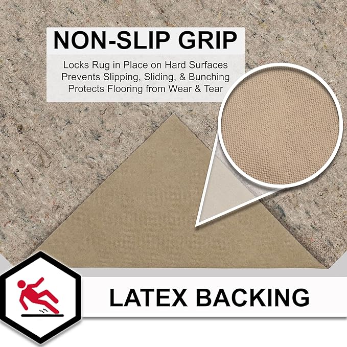 Mohawk Home Non Slip Rug Pad 12' x 15' - 1/2" Thick Felt + Latex Rubber Gripper - Dual Surface Cushion for Hardwood, Carpet, Tile Floors, Made in USA