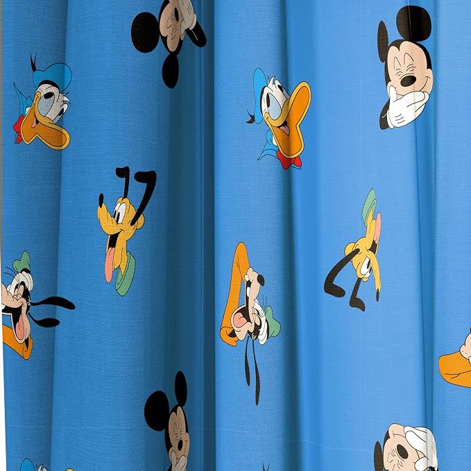 Jay Franco Window Curtains for Kids Bedroom 4-Piece Drape Set with 2 Tiebacks, Blue - Mickey Mouse, 42" W x 84" L (Pack of 2)