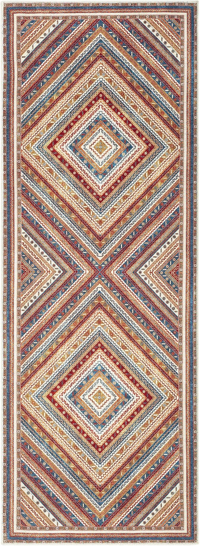 Keen Home Design 30"x84" Rug - Machine Washable Runner Rug with Non-Slip Backing, Ideal for Hallway, Entryway, Kitchen, Laundry Room - Vintage, Easy Clean, Durable, Low Pile Rug - (2'6" x 7')