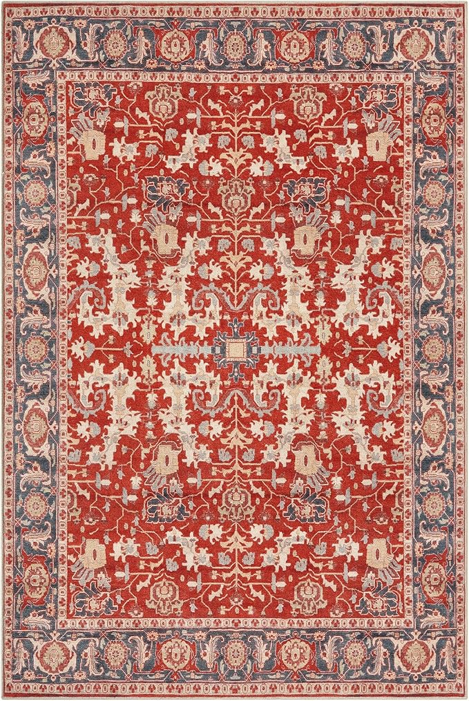 Keen Home Design 10x14 Rug - Machine Washable Area Rug with Non-Slip Backing, Ideal for Living Room, Dining Room, Bedroom - Vintage, Easy Clean, Durable, Low Pile Rug - (9'7" x 14')