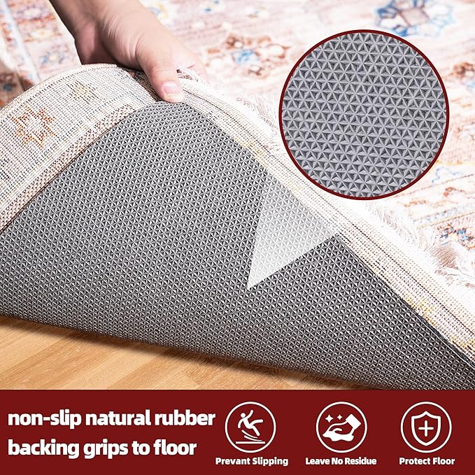 BAGAIL Felt and Natural Rubber Backing Rug Pads 1/4” Thick, Round 8 Ft Non Slip Carpet Gripper Keep Rugs in Place, Under Area Rug Protective Cushioned Pads, Carpet Runners, Hardwood Floors Protection