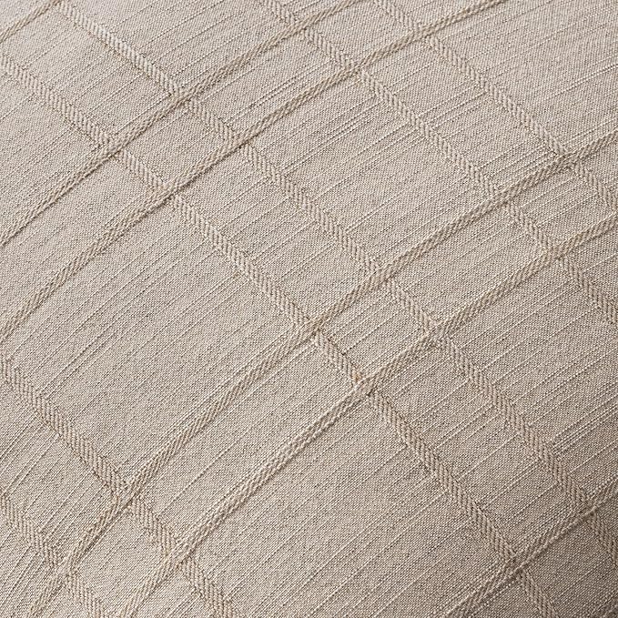 MIULEE Decorative Linen Check Euro Shams Throw Pillow Covers Neutral Farmhouse Vintage Pillow Covers 22x22 Set of 2 Boho Modern Home Decor for Sofa Couch Bedroom Cushion Natural Linen