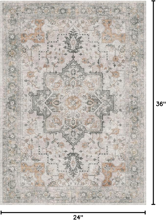 GENIMO Entryway Rug 2x3 Door mat, Bathroom Rugs Machine Washable Low Pile Kitchen Rugs, Small Entryway Mat for Entrance, Hallway, Kitchen and Corridor, Light Taupe Brown