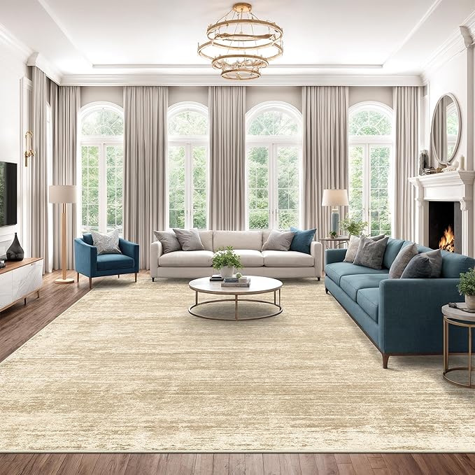 zesthome 10x12 Area Rugs - Large Modern Abstract Washable Rug, Low Pile Living Room Rug, Soft Anti-Skid Indoor Rugs, Non-Shedding Carpets for Bedroom Dining Living Farmhouse Nursery Home Office