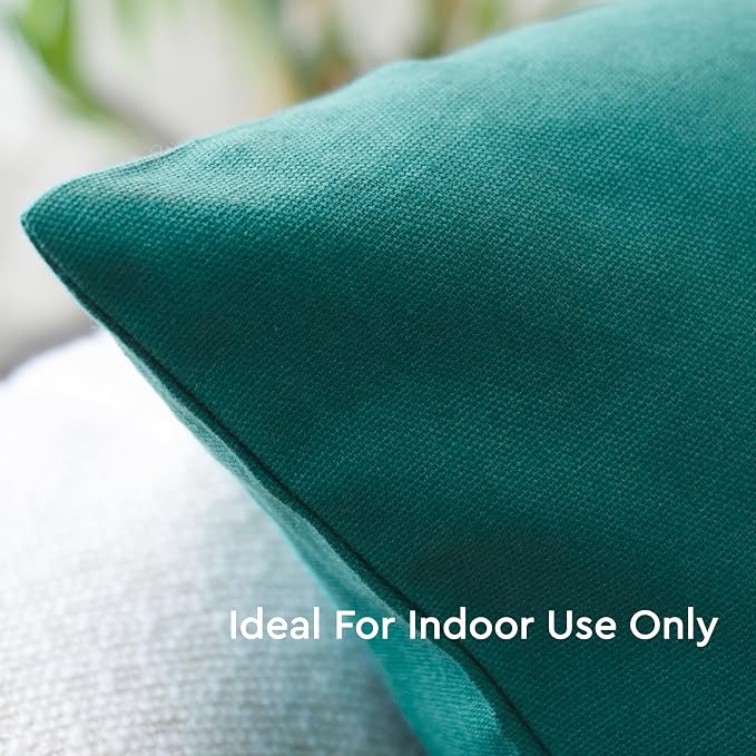 Encasa XO Throw Pillow Covers 16x16 in Set of 4 Emerald | No Inserts | Cotton Pillow Covers for Living Room, Bed, Sofa, Couch | Decorative Cushion Covers with Improved Zipper