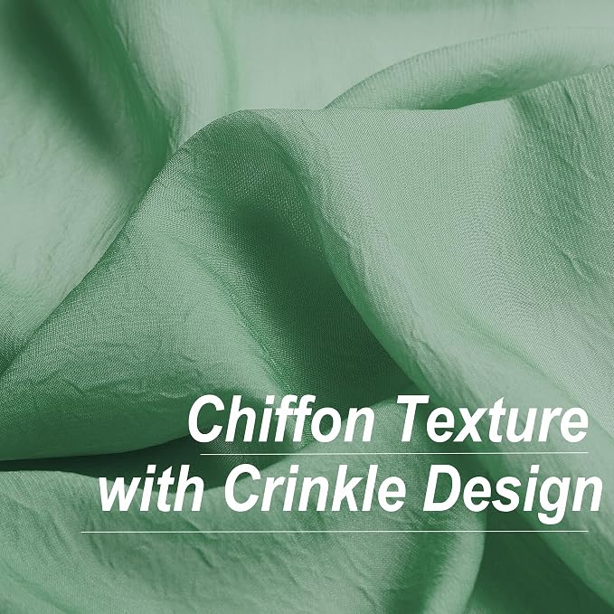 Green Ombre Chiffon Sheer Curtains for Living Room Bedroom, Grommet Special Crinkle Gradient Semi Sheer Window Treatments Privacy with Light for Girls Room and Kids Room, All Season, 52"x63"x2