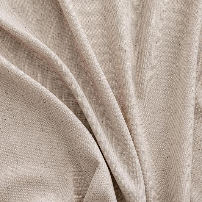 MIULEE Non-See-Through Privacy Linen Curtains 2 Panels, Light Filtering Window Curtains Farn House Textured Back Tab Semi Sheer Drapes for Bedroom Living Room, 52 x 90 Inches Long, Burlywood