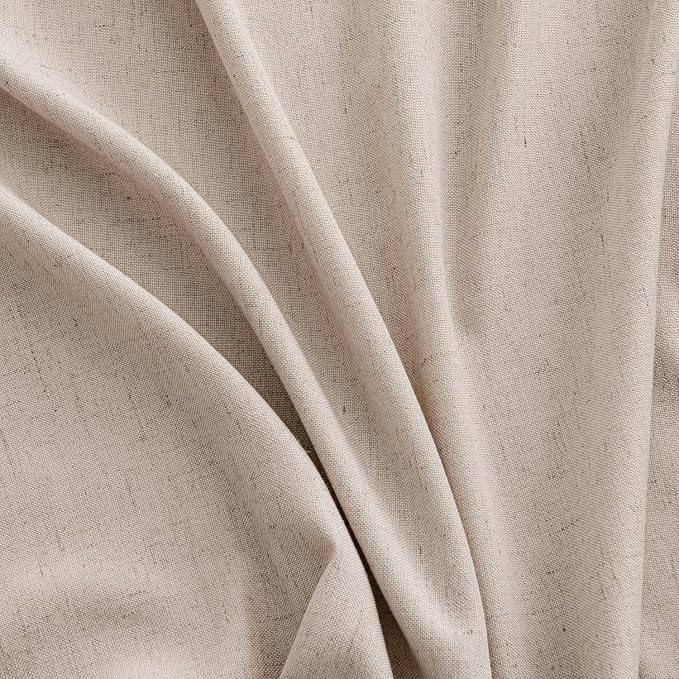 MIULEE Non-See-Through Privacy Linen Curtains 2 Panels, Light Filtering Window Curtains Farn House Textured Back Tab Semi Sheer Drapes for Bedroom Living Room, 52 x 63 Inches Long, Burlywood